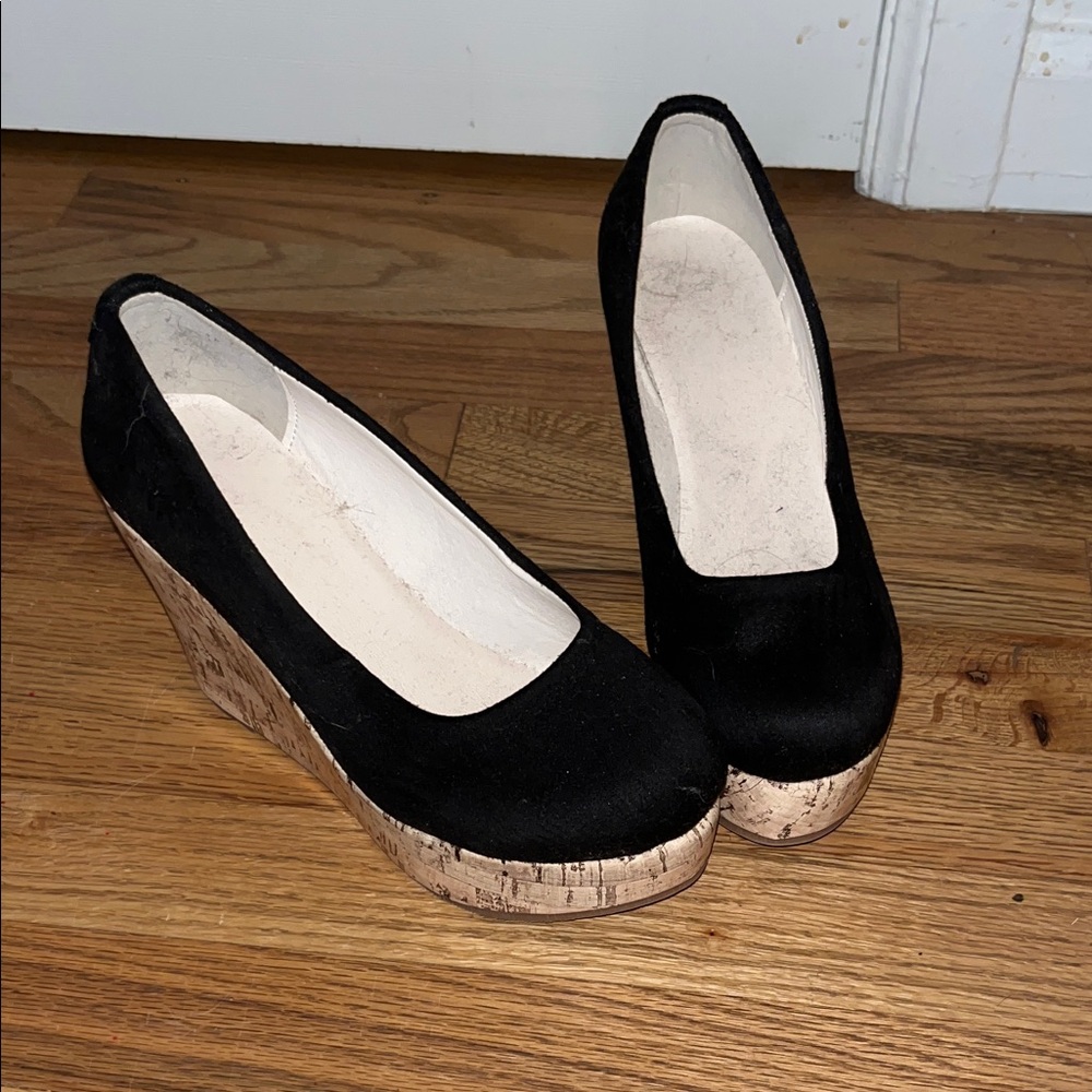 Black Suede Wedge Shoes